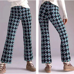 Anthropologie MAEVE The Margot Kick-Flare Cropped Black Green Pants XS PETITE